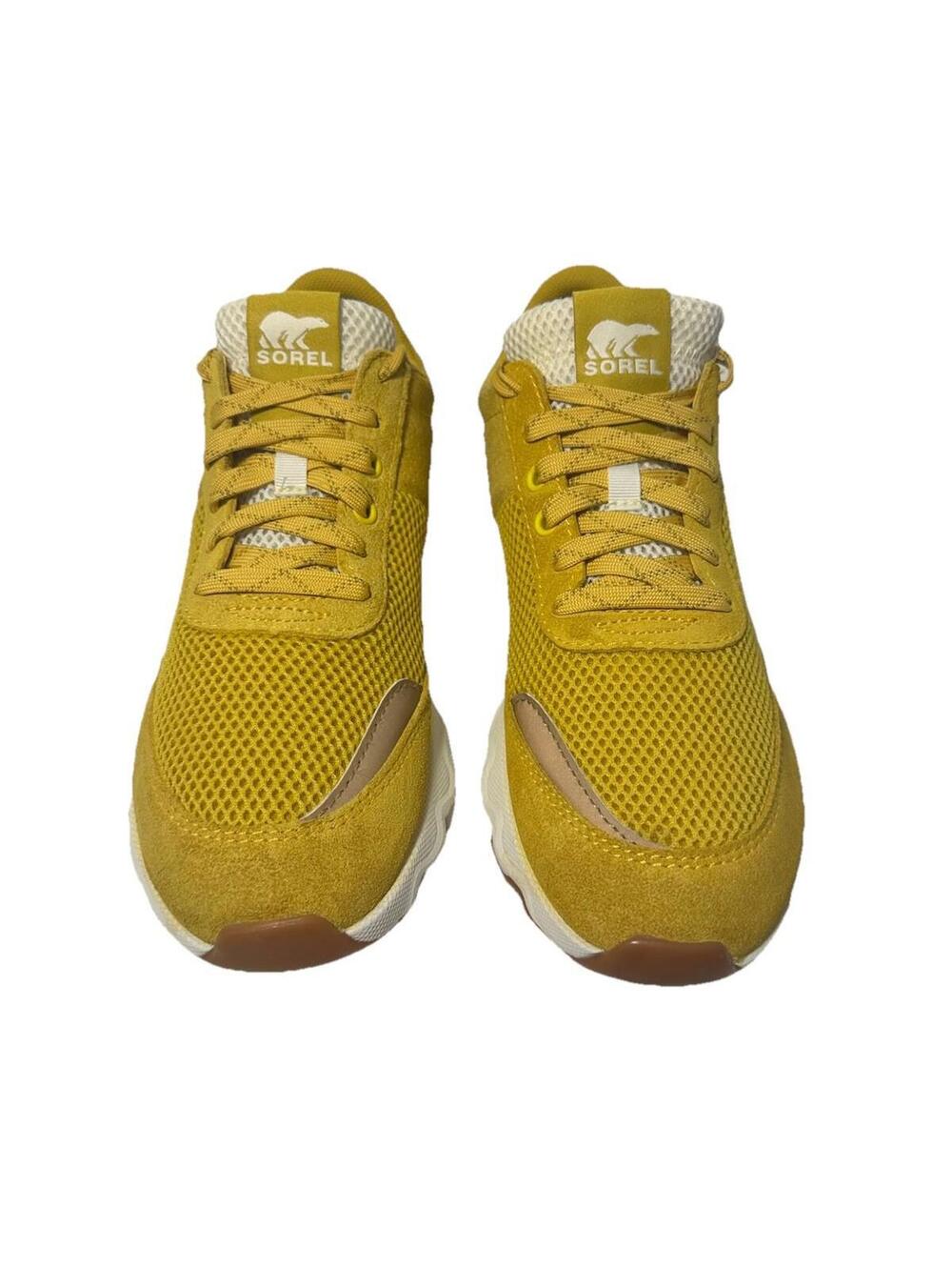 Sorel Women Low Top Lace Up Sneakers Kinetic Lite Lace God Yellow Suede Sz 10